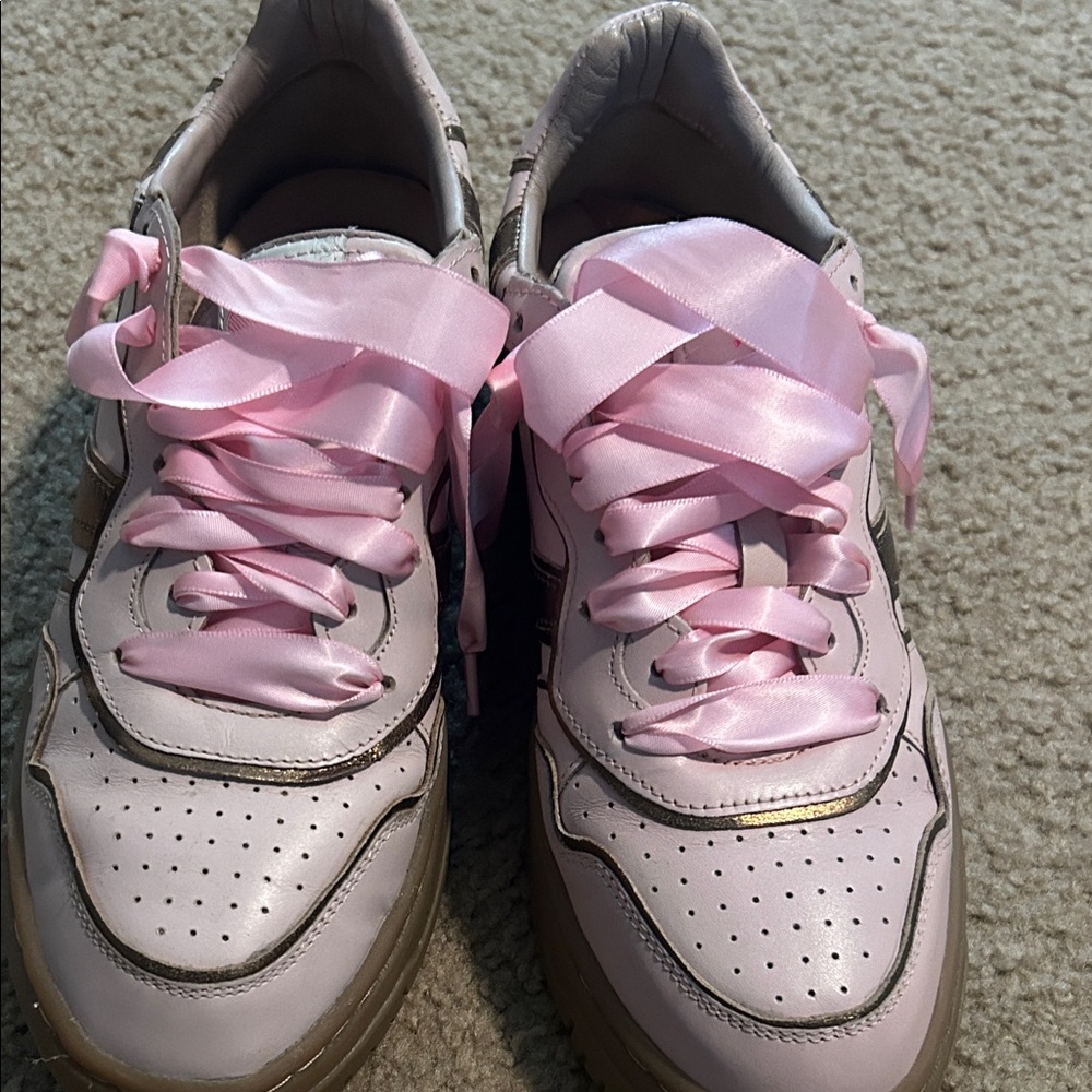 Free People Light Pink Sneakers with Ribbon Laces